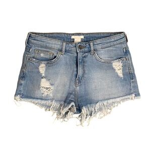 H&M Light Wash Distressed Denim Jean Shorts Womens Size 4 No Flaws